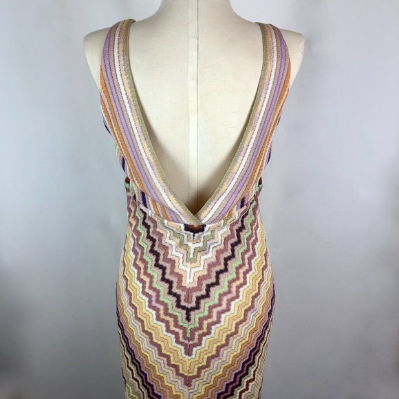 Missoni Orange Label V-Neck Zigzag Knit Dress - Picture 4 of 15